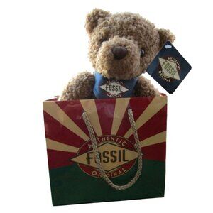 Vintage Gund Authentic Fossil Original Plush Teddy Bear In Gift Bag EUC